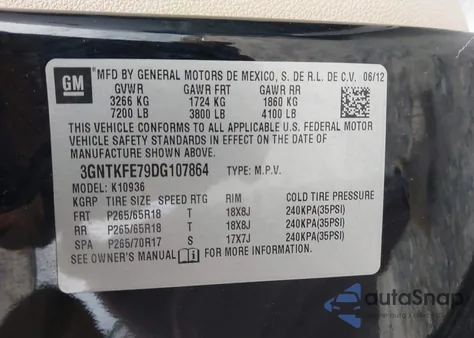 2013 Chevrolet Avalanche Lt из США, поврежденный, VIN 3GNTKFE79DG107864